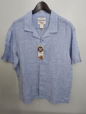 NWT Panama Jack Light Blue Linen Camp Shirt In XL